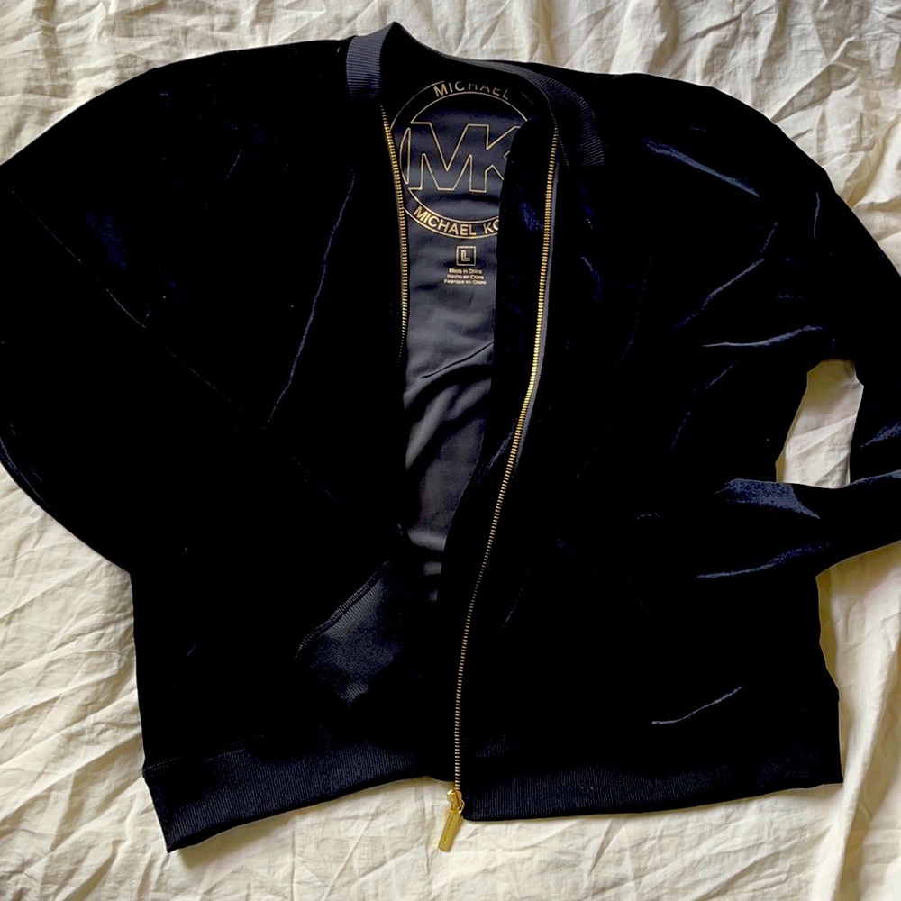 Michael Kors Velvet jacket with gold statement zipper